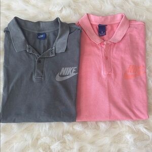 Nike Mens XL Stonewashed Polo Shirts - Stone Gray and Powder (Dusty Rose)